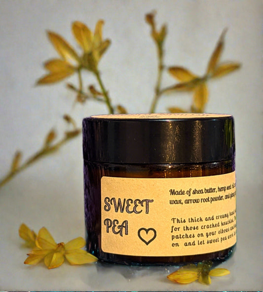 A creamy body balm with a sweet floral scent.